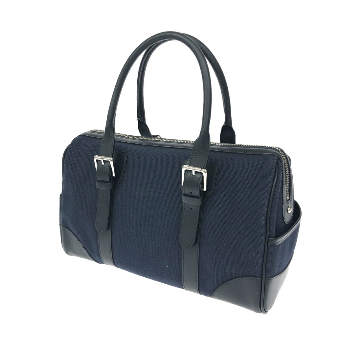 TRUSSARDI Boston Bag Logo Plate/Canvas Navy Unisex 3