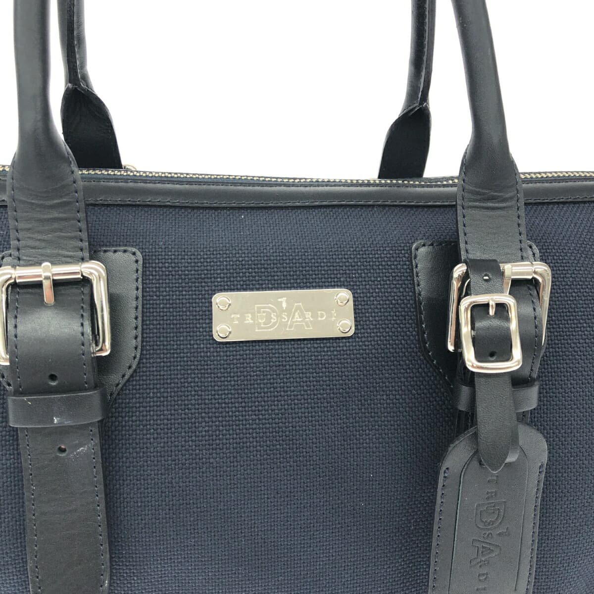 TRUSSARDI Boston Bag Logo Plate/Canvas Navy Unisex 6