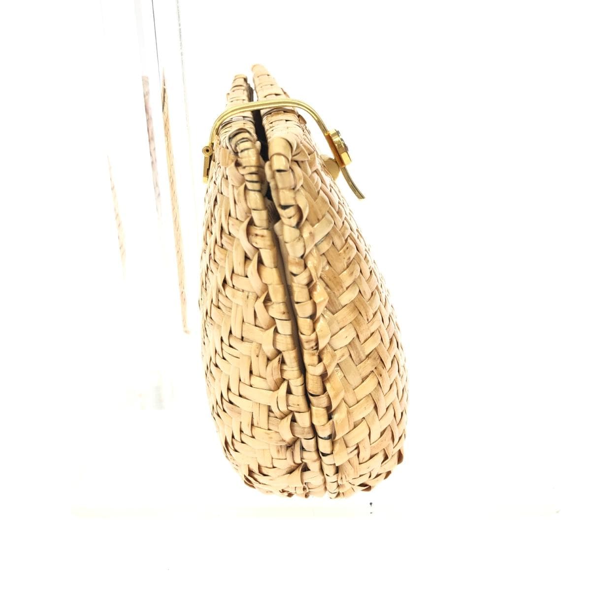 LANCEL Chain Clutch Bag Woven/Basket/Rattan Vintage Beige Women's 2