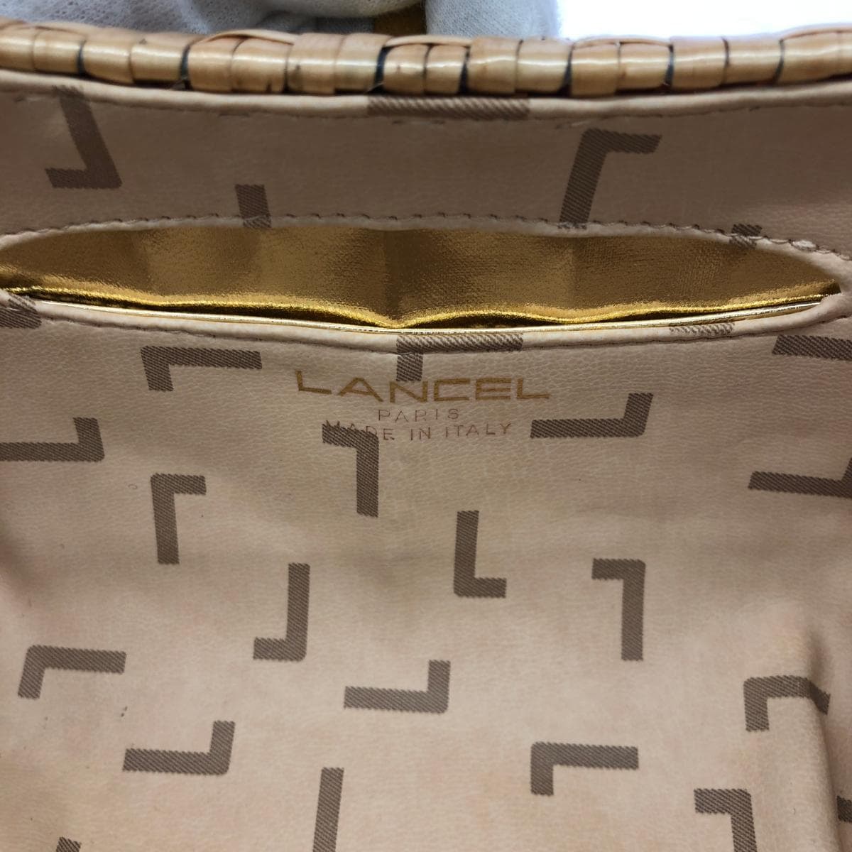 LANCEL Chain Clutch Bag Woven/Basket/Rattan Vintage Beige Women's 7