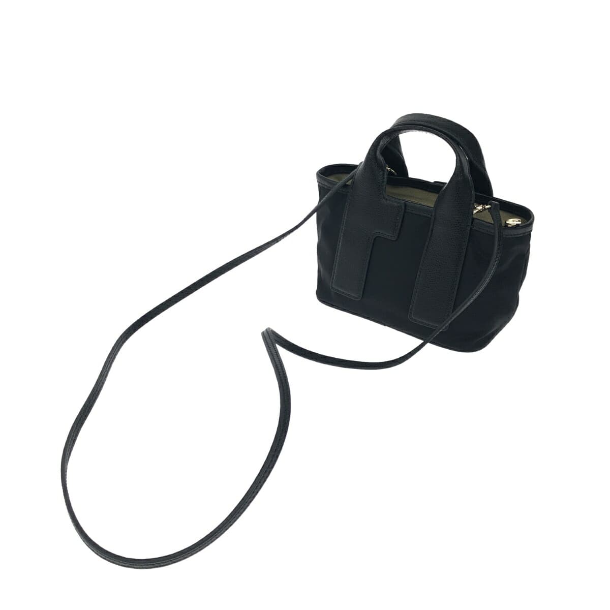 FURLA Mini 2WAY Bag / PIUMA Excellent Condition Leather × Nylon WE00619 Black Ladies 3