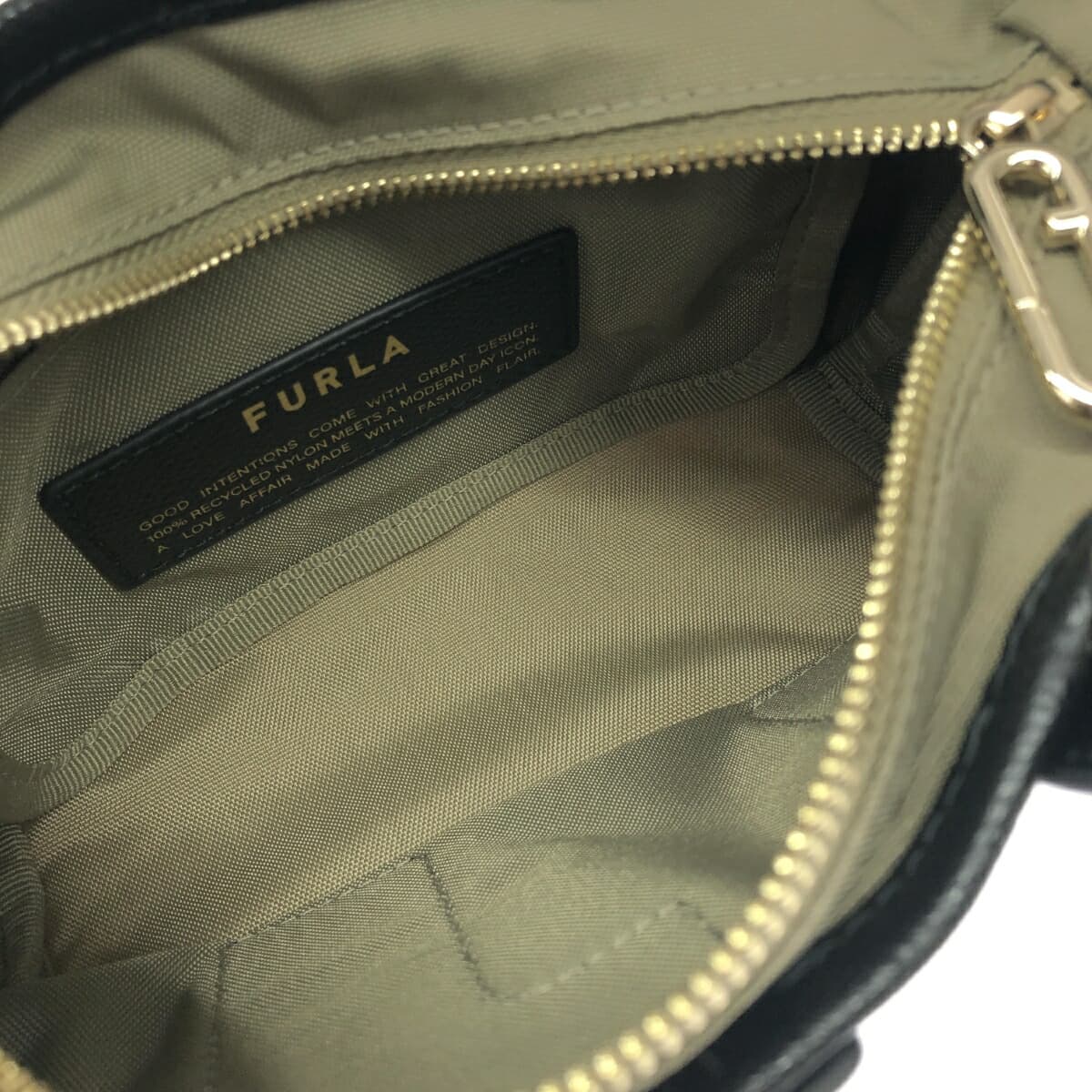 FURLA Mini 2WAY Bag / PIUMA Excellent Condition Leather × Nylon WE00619 Black Ladies 5