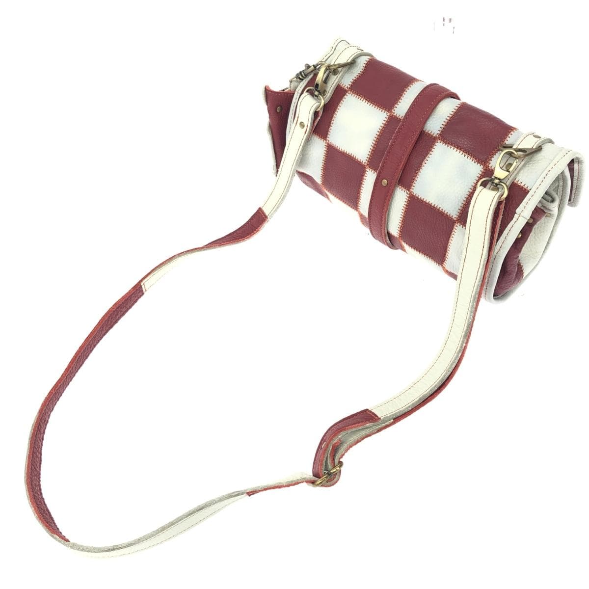 WMY Shoulder Bag Leather/With Key Case White/Red Women's 3