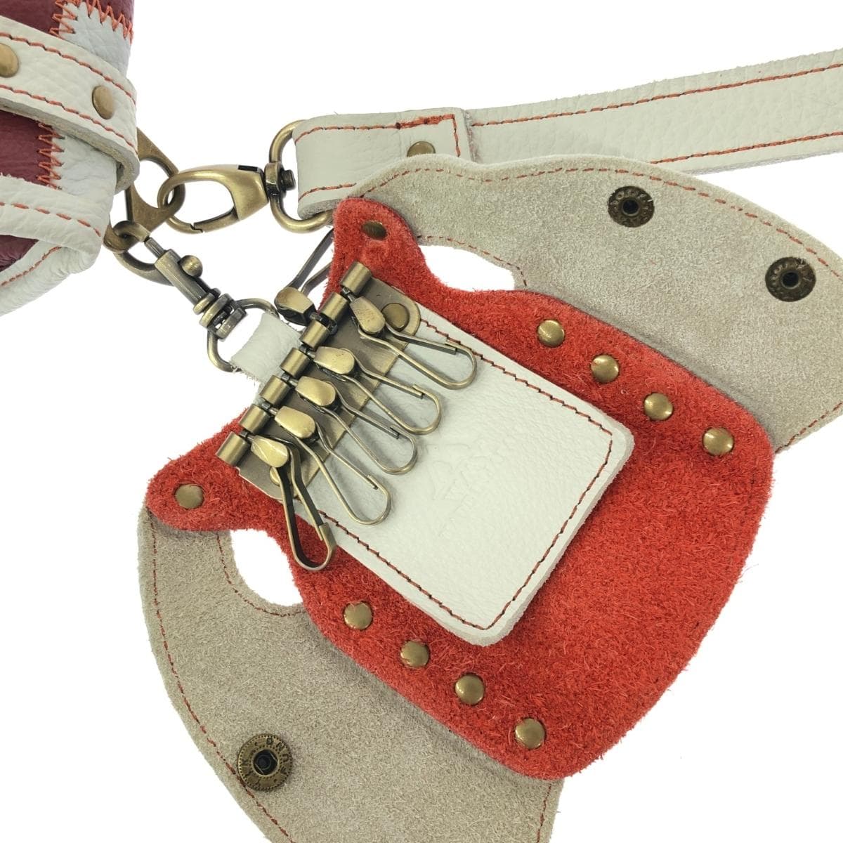 WMY Shoulder Bag Leather/With Key Case White/Red Women's 8