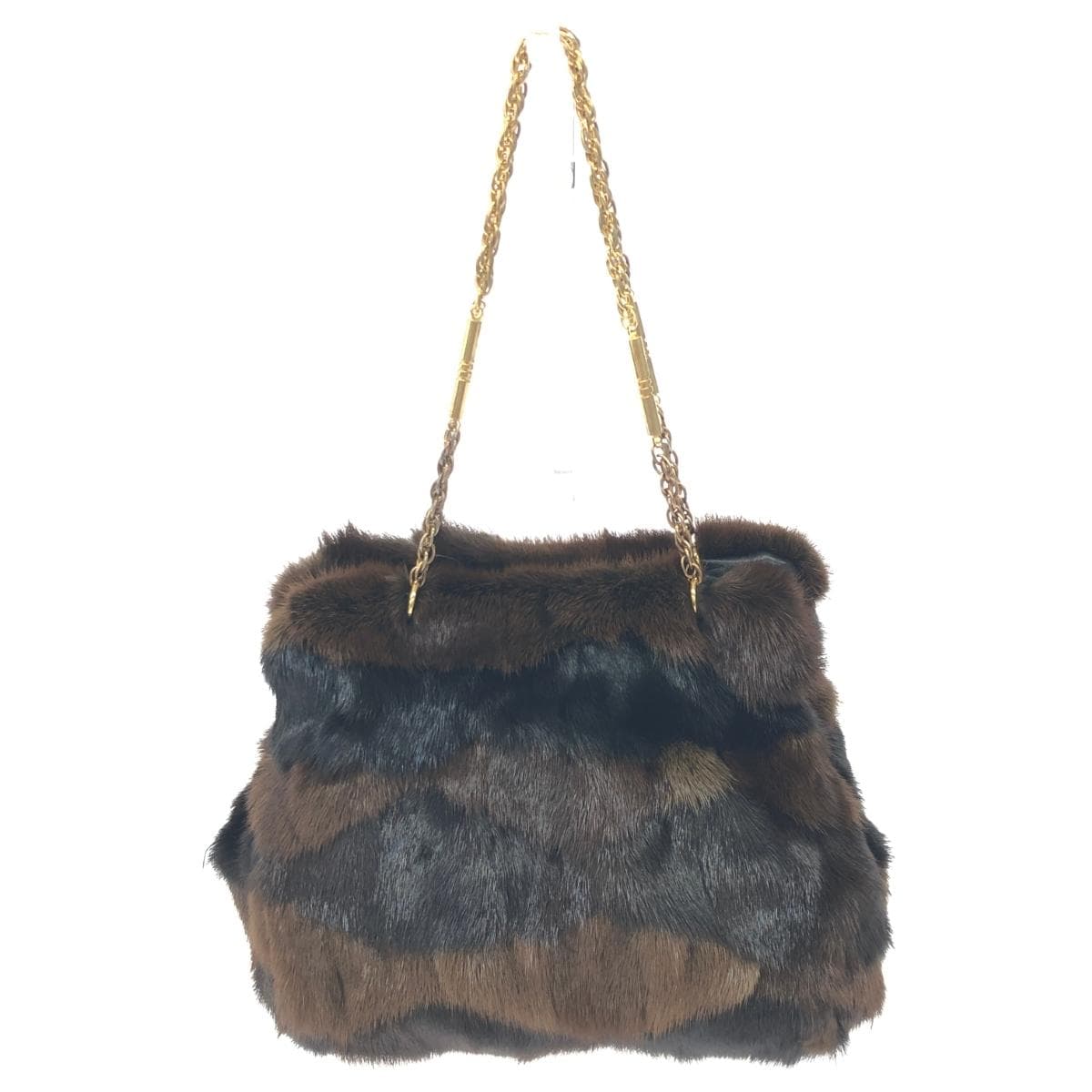 bag handbag fake fur synthetic leather brown ladies