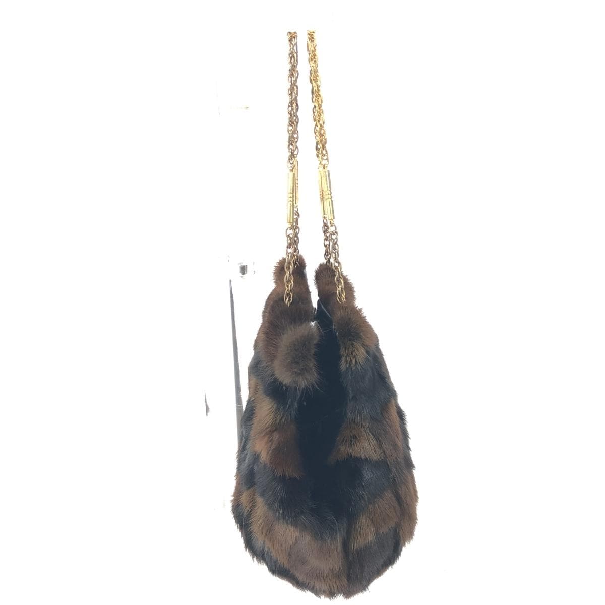 bag handbag Faux Fur synthetic leather brown ladies 2