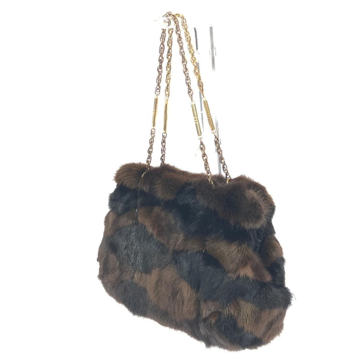 bag handbag fake fur synthetic leather brown ladies 3
