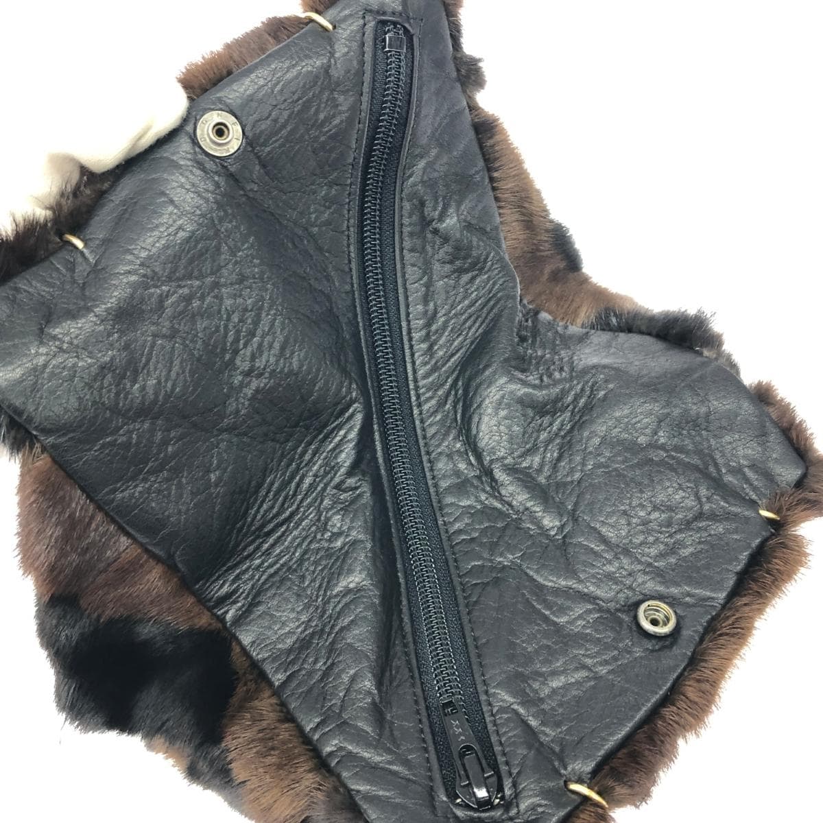 bag handbag fake fur synthetic leather brown ladies 6