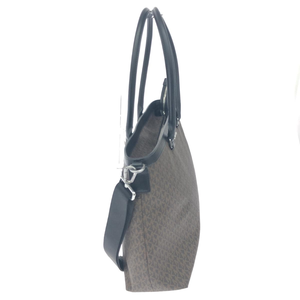 MICHAEL KORS Tote Bag Like New MK Monogram/PVC Black/Brown Ladies 2