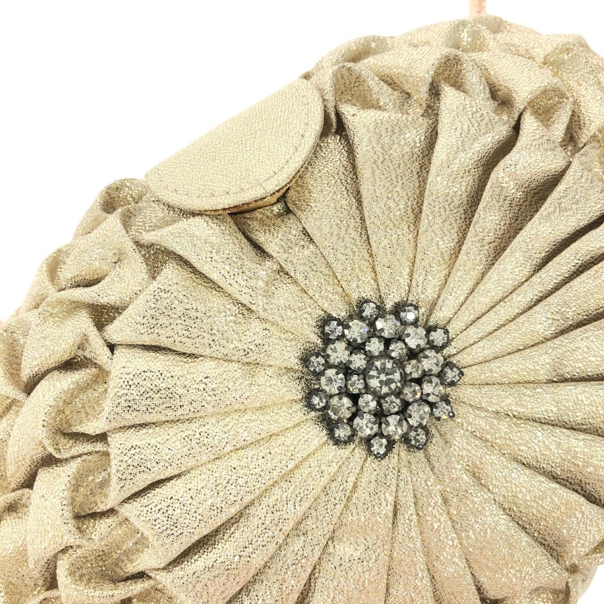 T.S.T.Arts Party Bag Gathered Rhinestone Satin Champagne Gold Gold Color Ladies 5