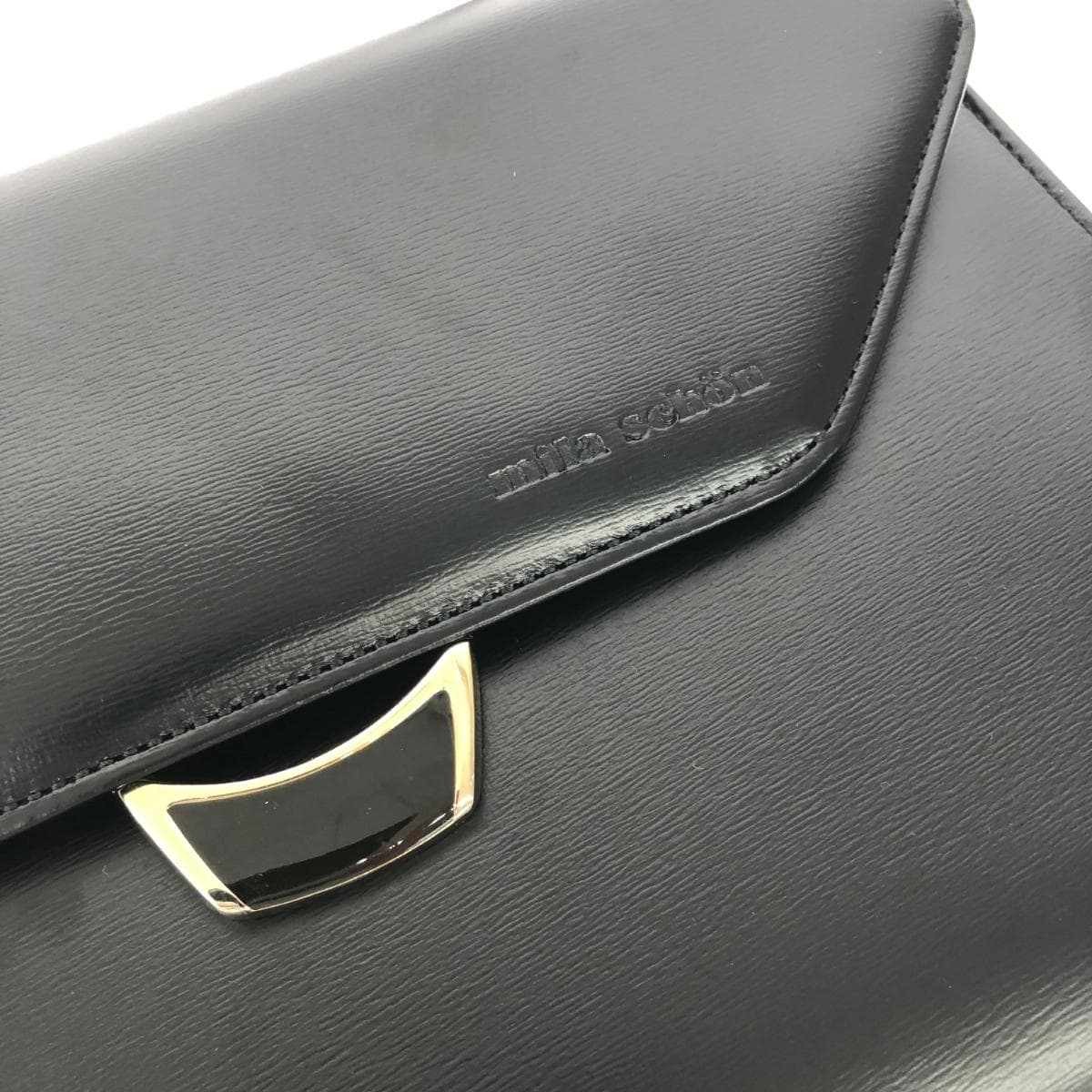 MILA SCHON 2WAY Handbag in excellent condition, formal top handle leather, black, for ladies 6