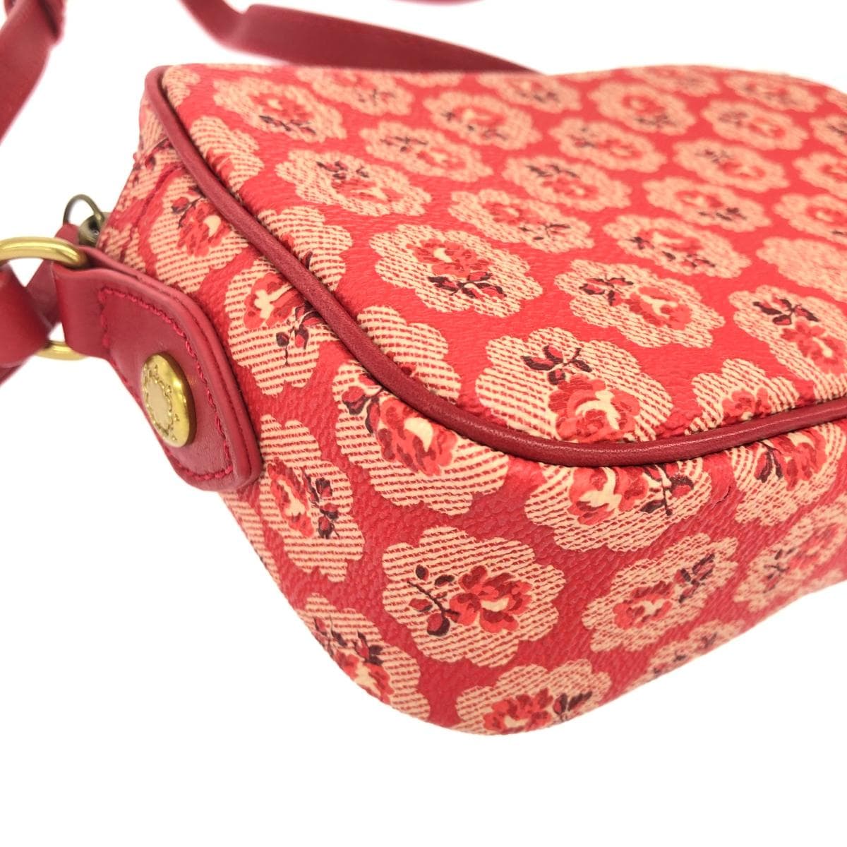 Cath Kidston Mini Shoulder Bag Good Condition Floral Pattern/PVC Red Ladies 7