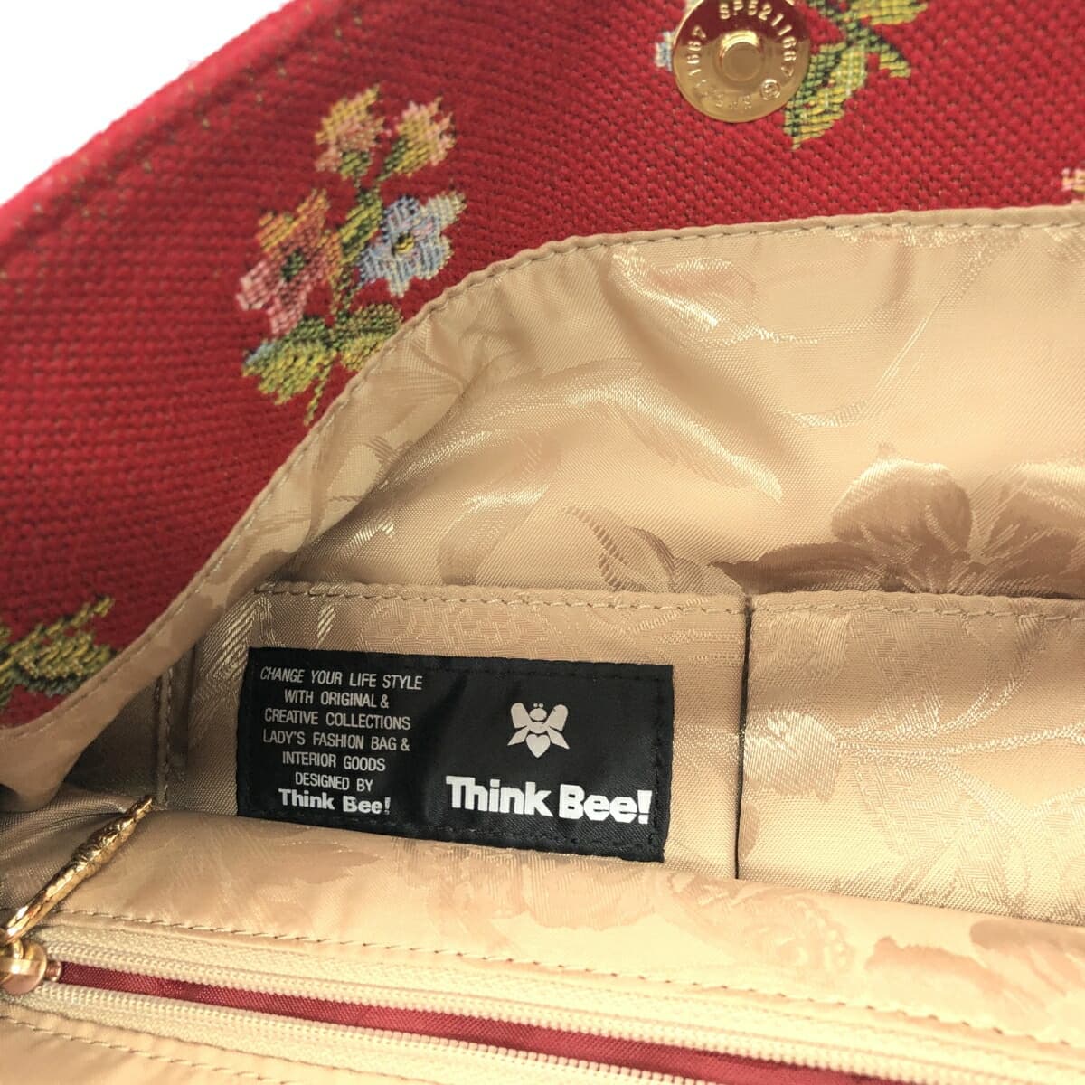 Think Bee 2WAY Shoulder Bag Flower Bouquet / Tapestry Red Ladies 6