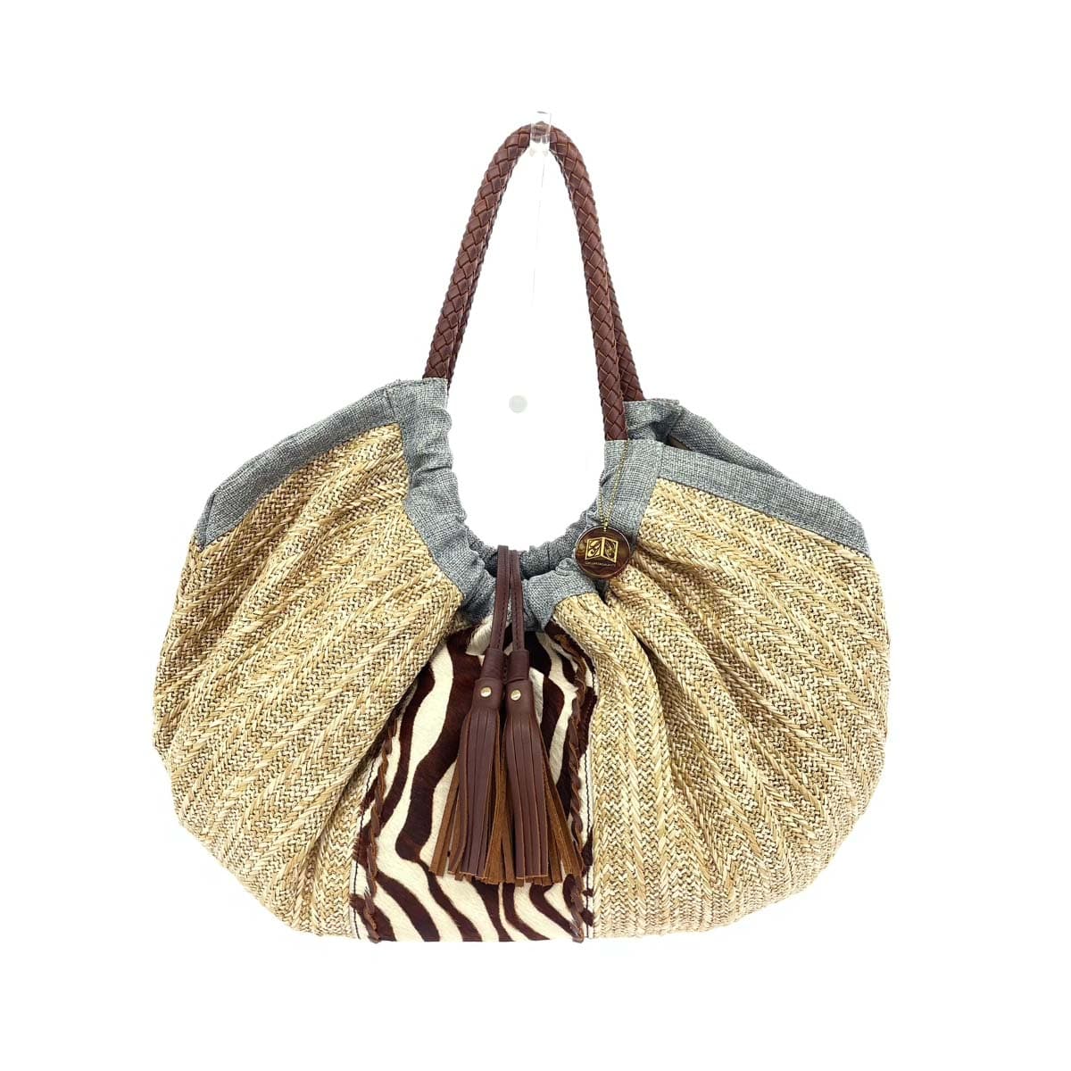GALLARDA GALANTE Tote Bag - Basket Bag/Tassel/Haircalf - Beige Women's