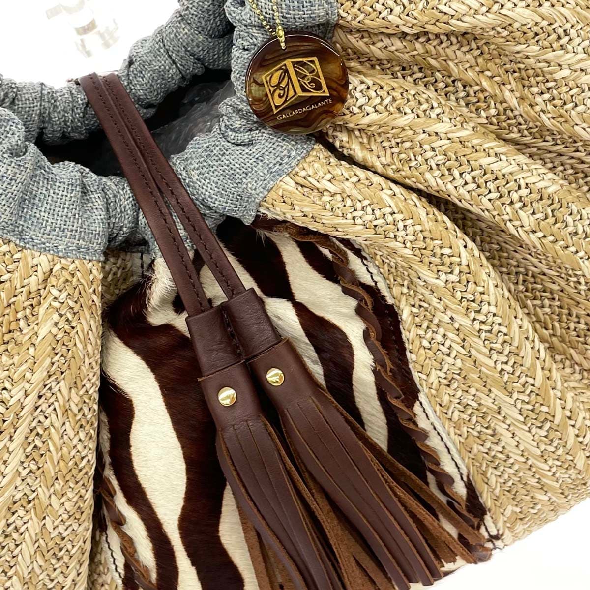 GALLARDA GALANTE Tote Bag - Basket Bag/Tassel/Haircalf - Beige Women's 5