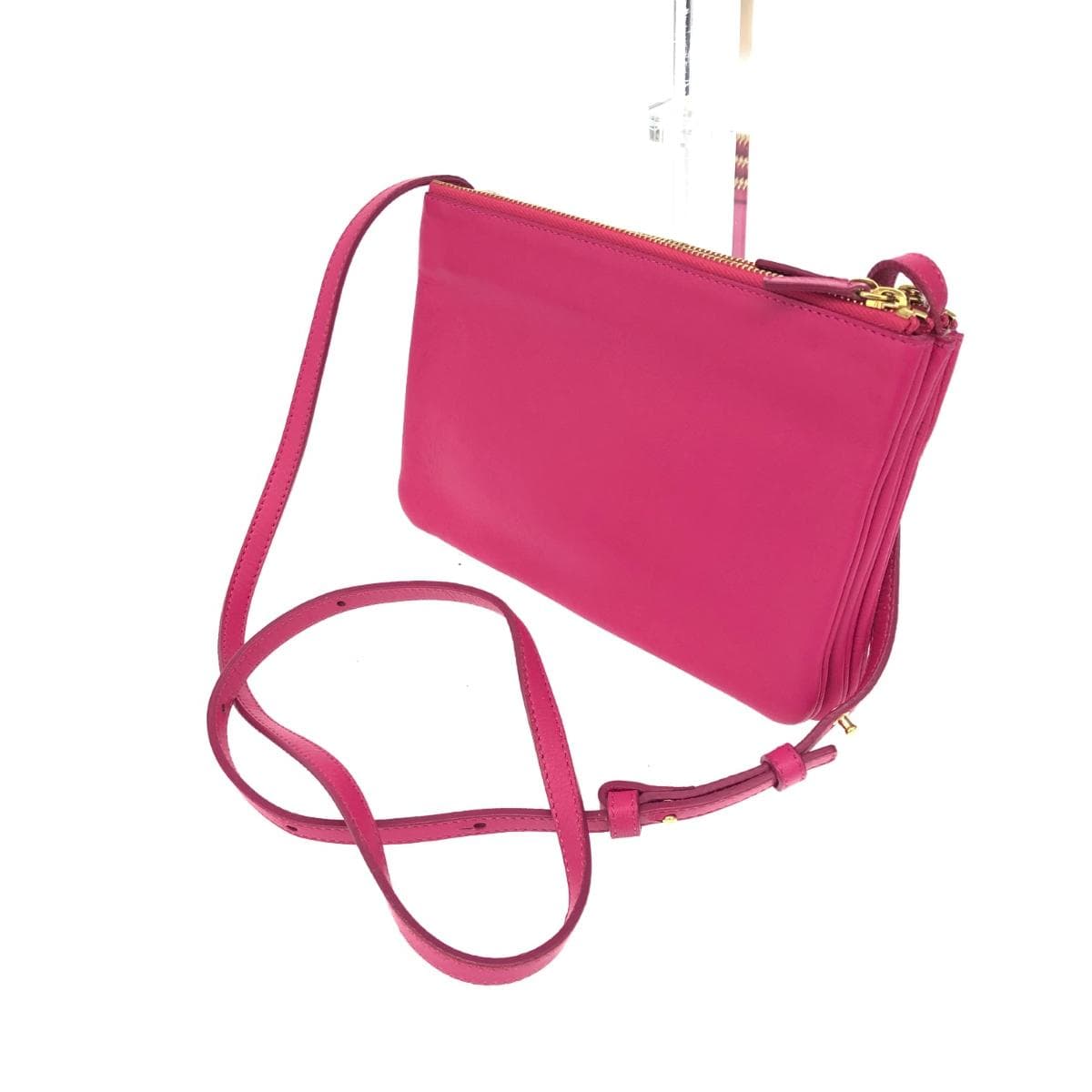 CELINE Celine Shoulder Bag Trio Small Leather Pink Ladies 3