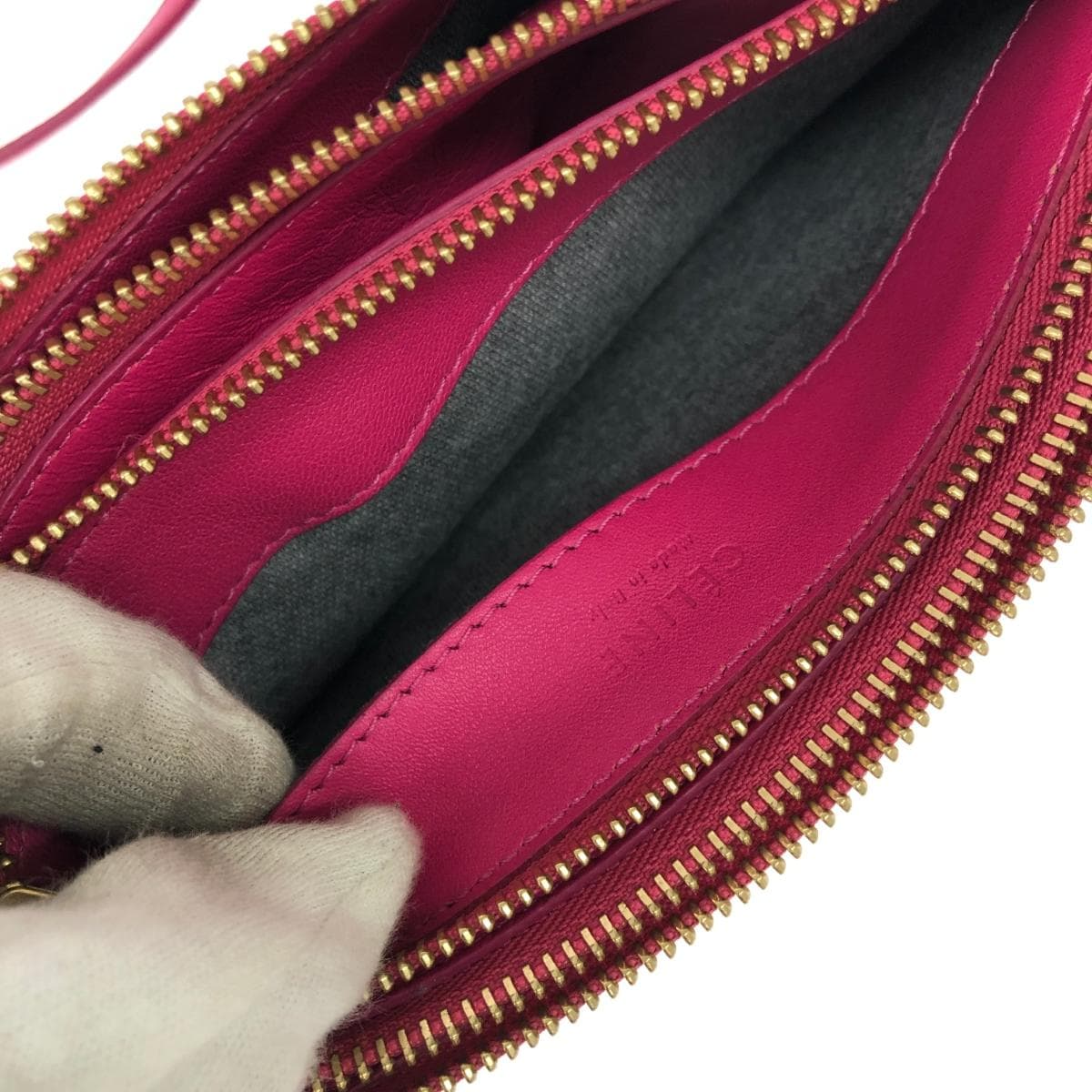 CELINE Celine Shoulder Bag Trio Small Leather Pink Ladies 7