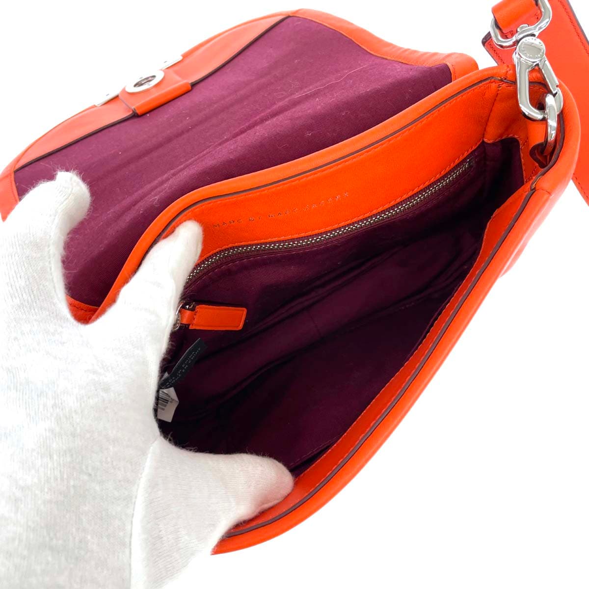 MARC JACOBS LOOK Shoulder Bag Good Condition Leather Half Moon M0004365 Orange Ladies 4