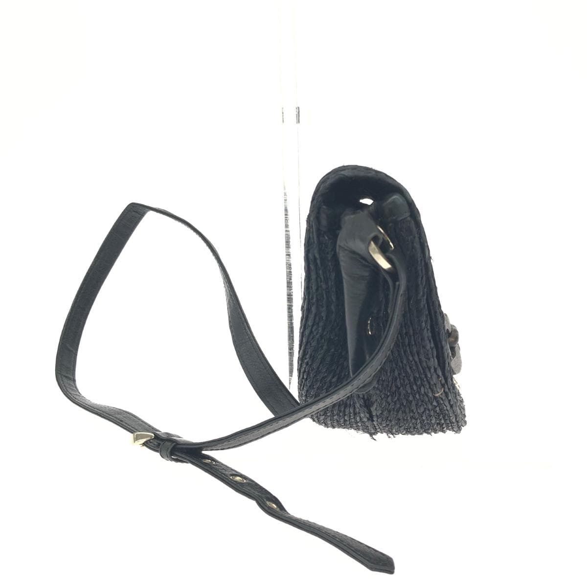 Helen Kaminski Shoulder Bag Raffia Black Ladies 2