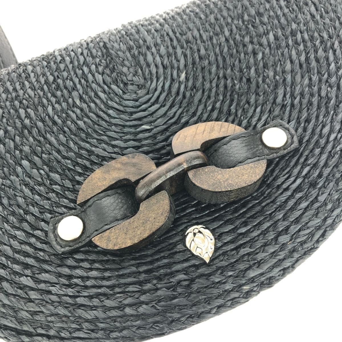 Helen Kaminski Shoulder Bag Raffia Black Ladies 5