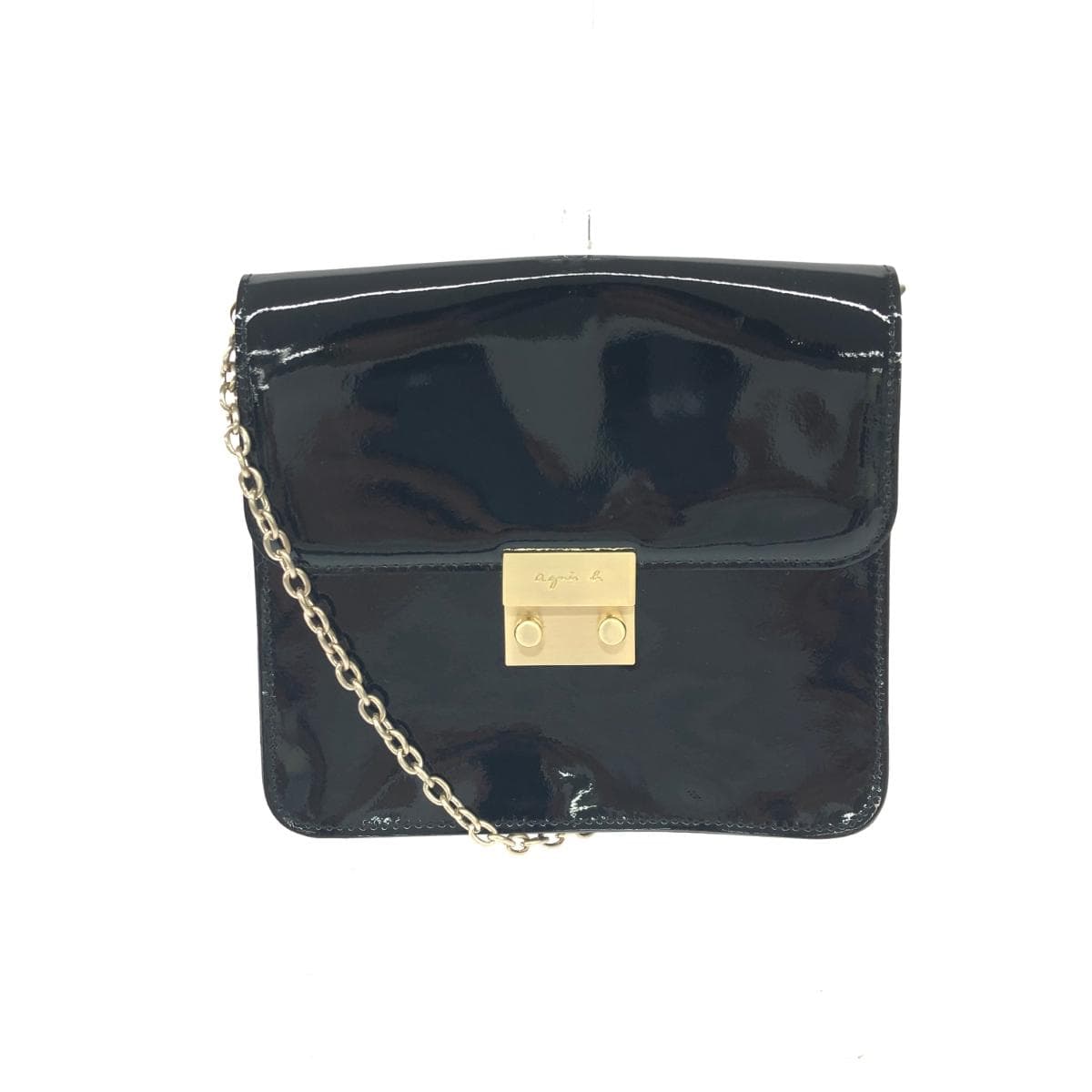 agnes b. Agnes B. Chain Shoulder Orore Good Condition Enamel Black Ladies