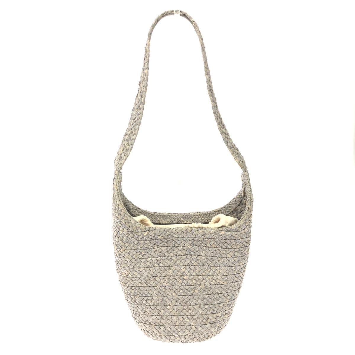 Helen Kaminski One Shoulder Bag Good Condition Raffia Gray Women's