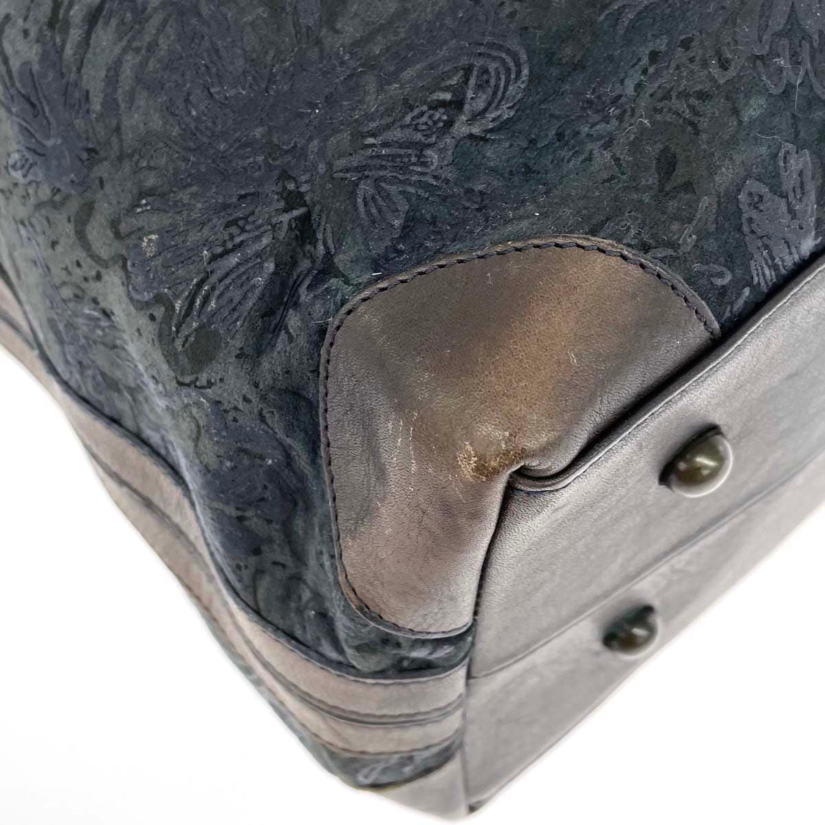 IBIZA Ibiza Boston Bag Leather Paint Navy Women's 9