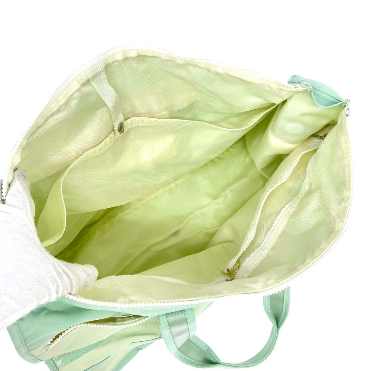 Courreges Boston Bag Nylon Green Ladies 4