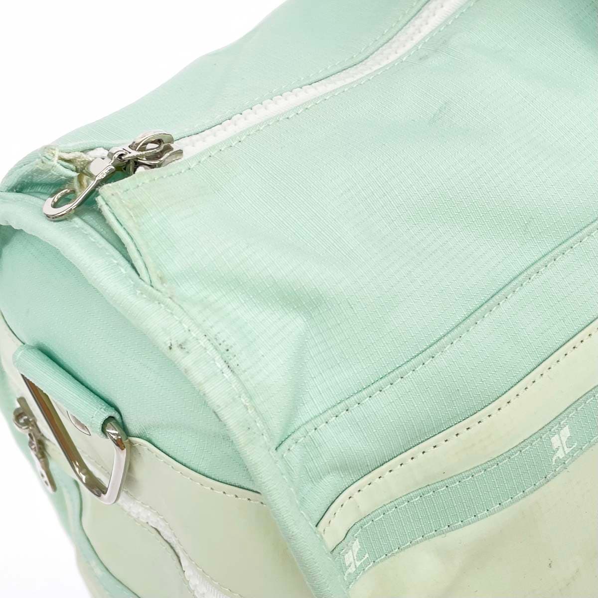 Courreges Boston Bag Nylon Green Ladies 8