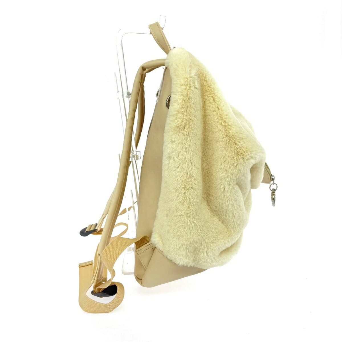 MONO COMME CA backpack unused item Faux Fur yellow/beige women's 2