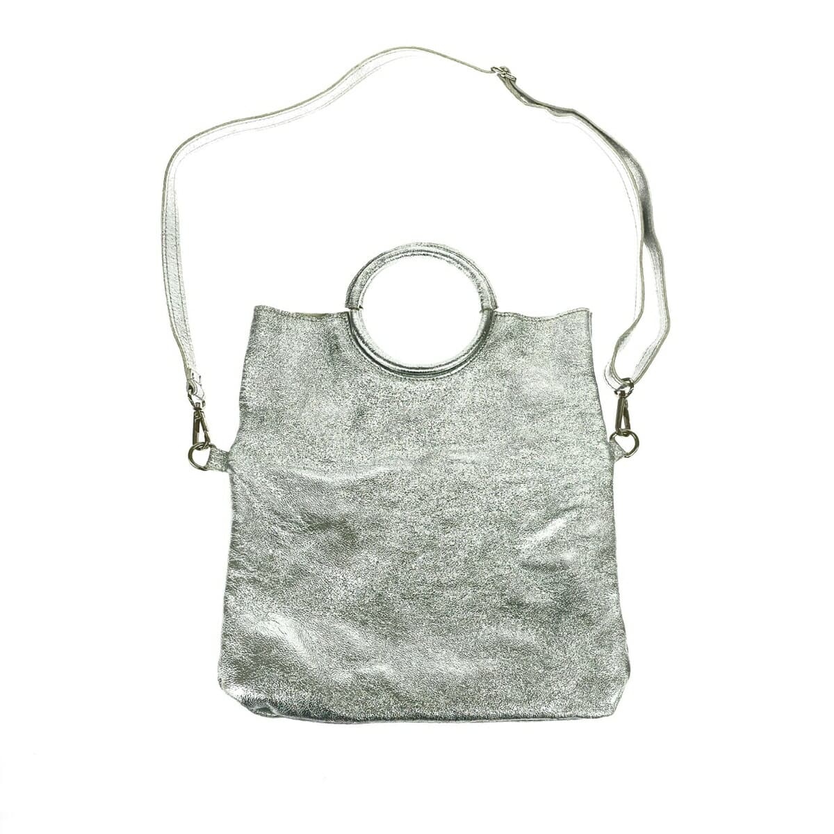 LAURA DIMAGGIO 2WAY Bag Leather Silver Color Women's