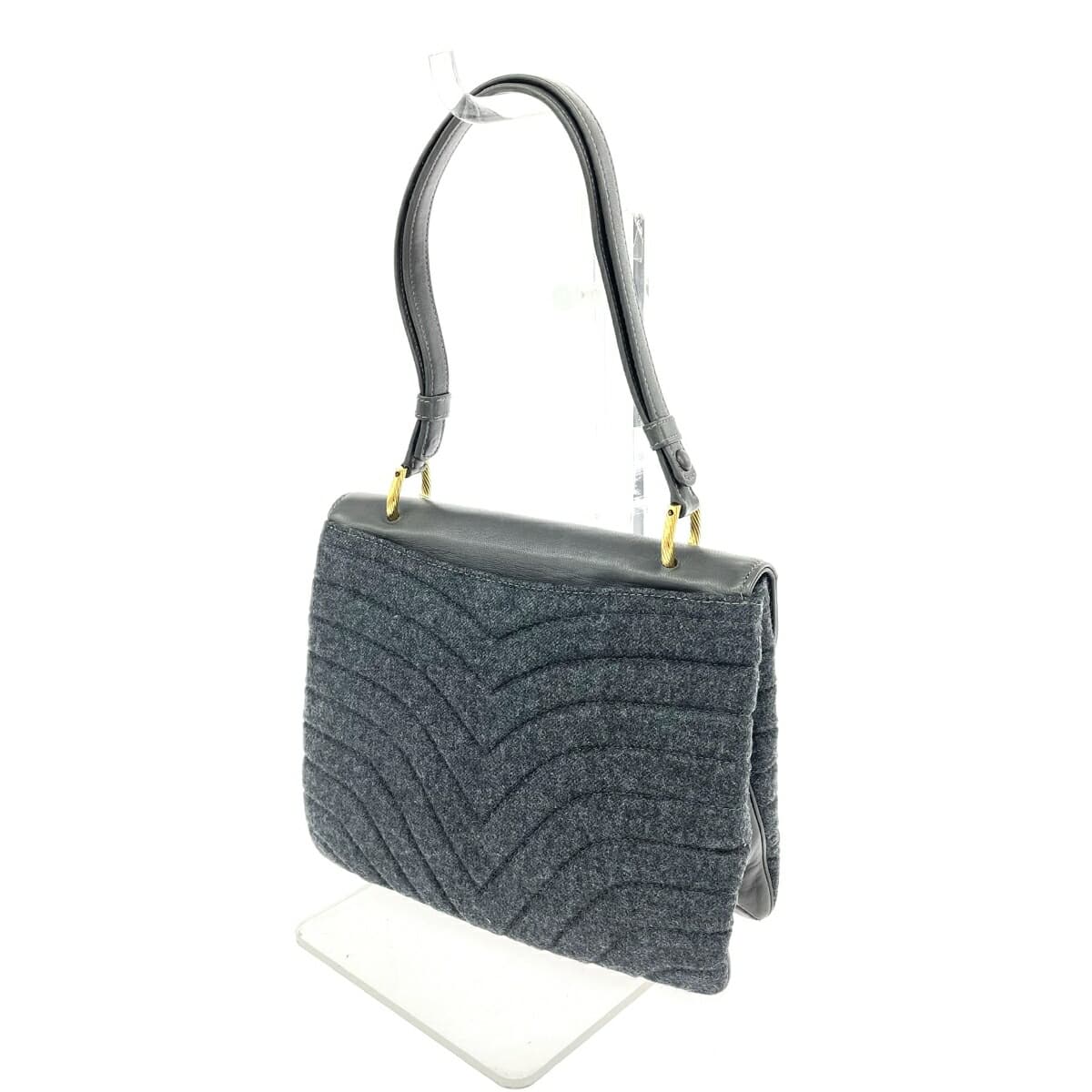 JEANFRANÇOIS Jean-François Semi-Shoulder Bag Excellent Condition Quilted/Felt/Leather Gray Ladies 3