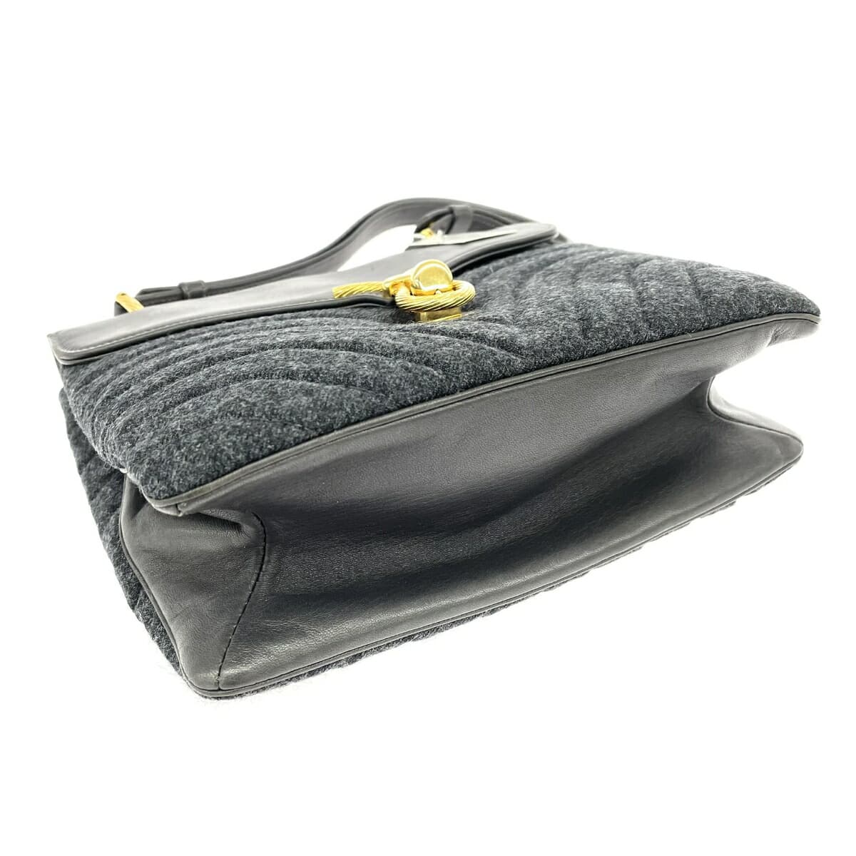 JEANFRANÇOIS Jean-François Semi-Shoulder Bag Excellent Condition Quilted/Felt/Leather Gray Ladies 4