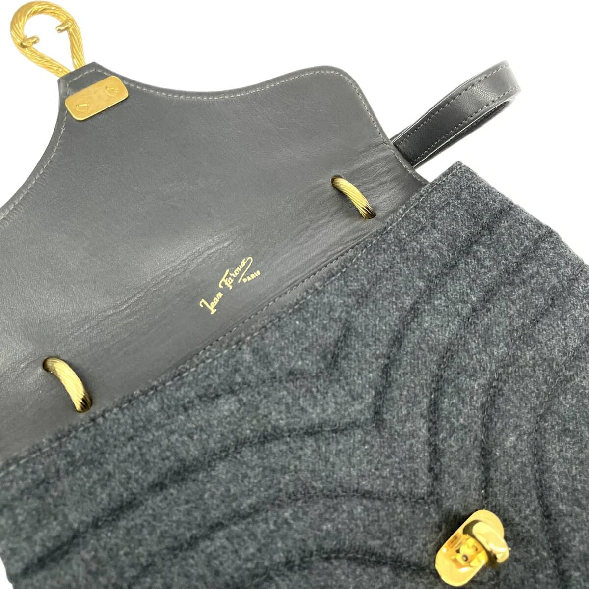 JEANFRANÇOIS Jean-François Semi-Shoulder Bag Excellent Condition Quilted/Felt/Leather Gray Ladies 5