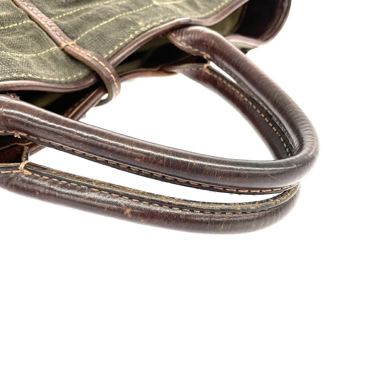 Genten Tote Bag Leather × Canvas Brown Women's 6