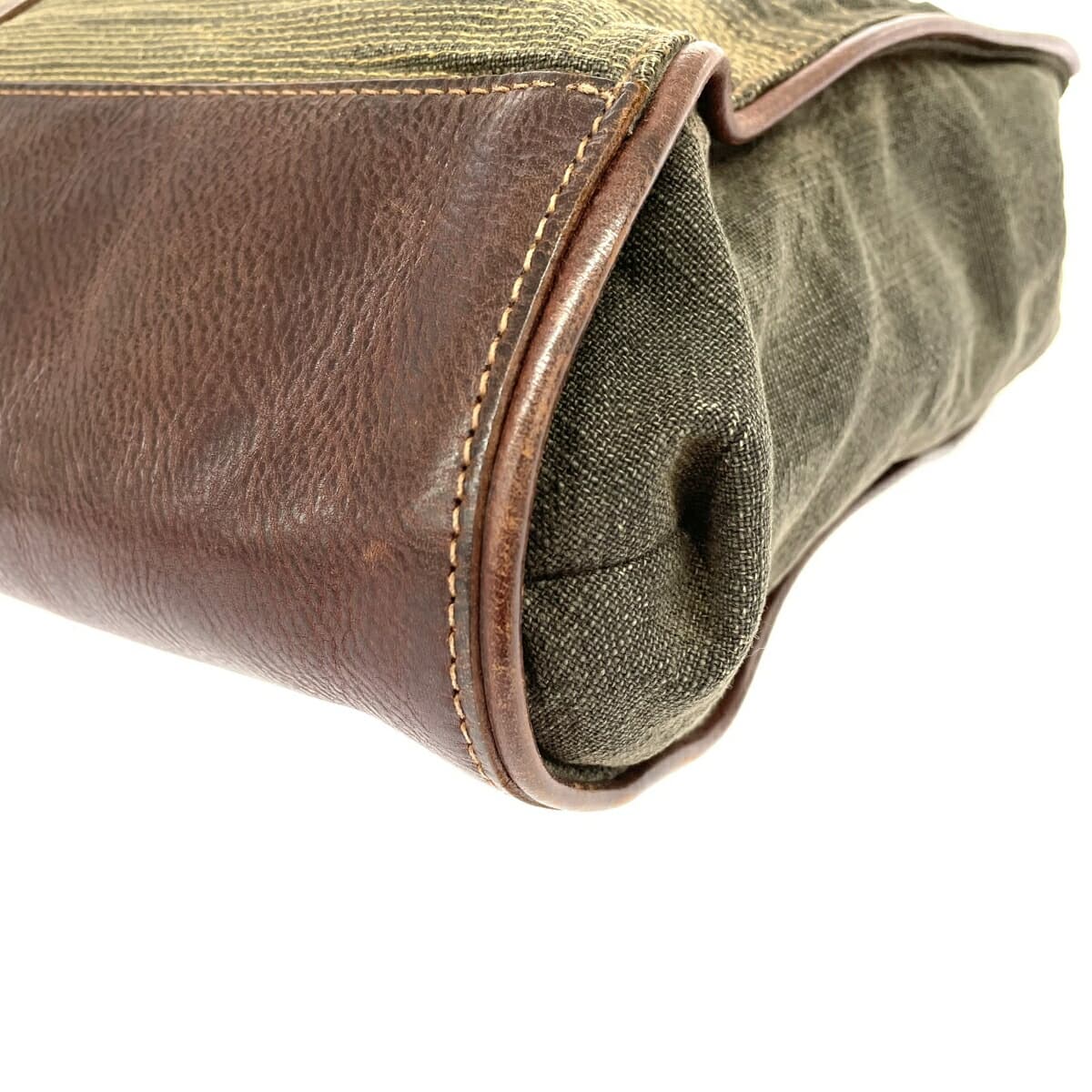 Genten Tote Bag Leather × Canvas Brown Women's 8