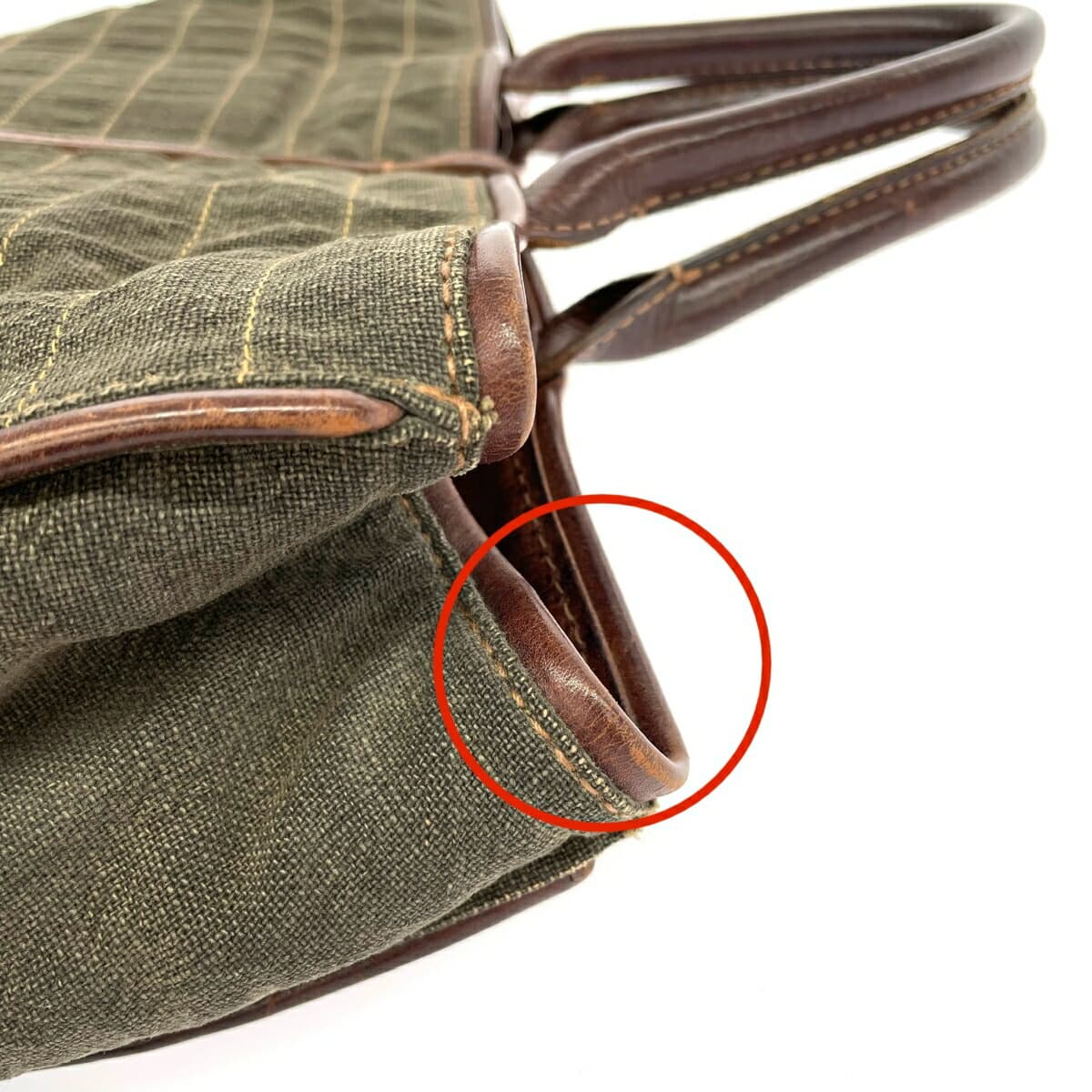 Genten Tote Bag Leather × Canvas Brown Women's 9