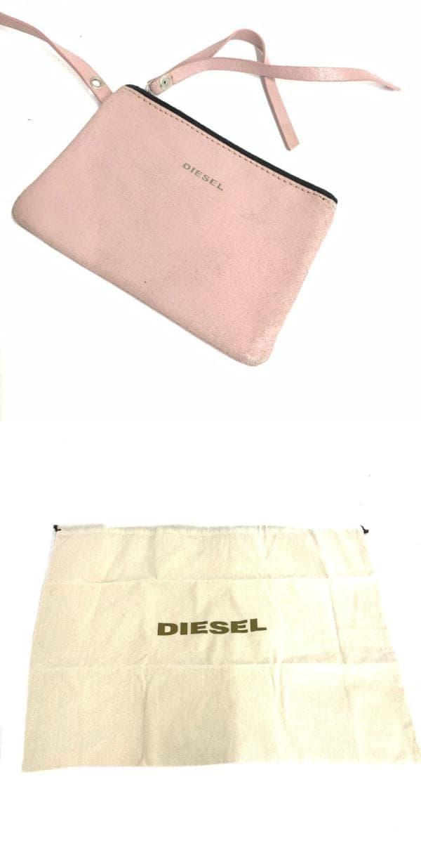 DIESEL Diesel Tote Bag Good Condition Leather Damaged Finish Black/Pink Women's 10