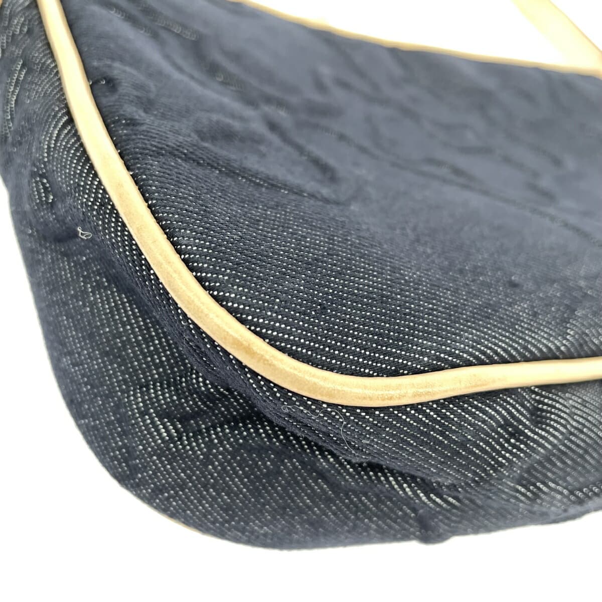 TOUS One Shoulder Bag Good Condition Bear Embossed Denim Navy Women's 8