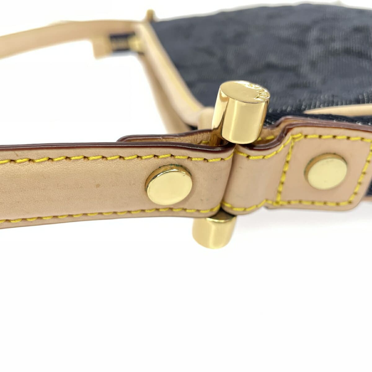 TOUS One Shoulder Bag Good Condition Bear Embossed Denim Navy Women's 9