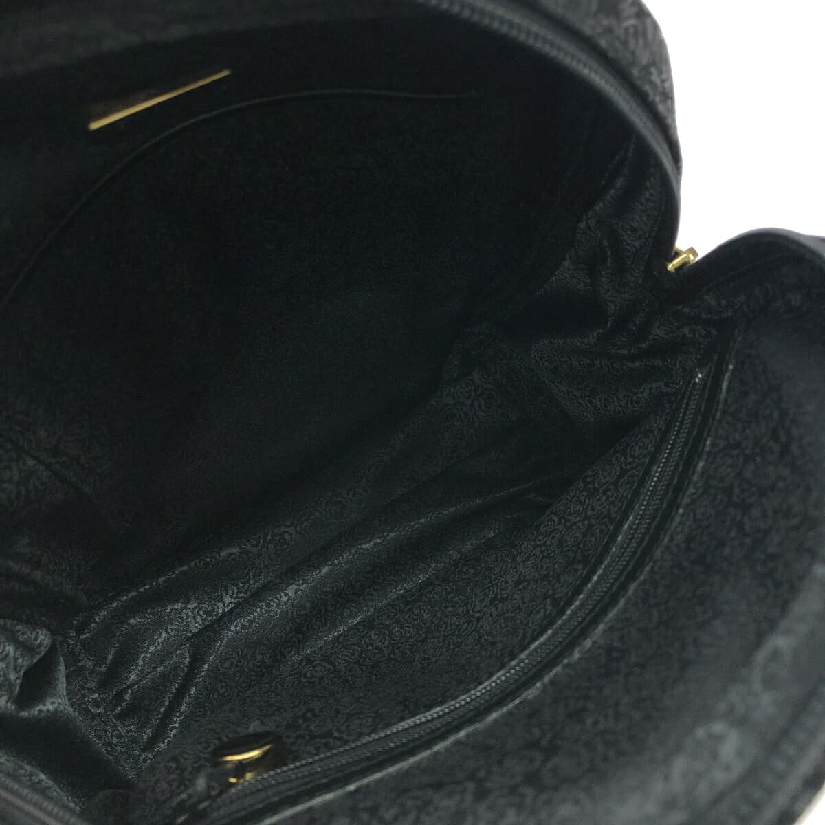 Inden-ya Handbag Rose Pattern / Black Ground Deer Leather Black Lacquer Black Ladies 5