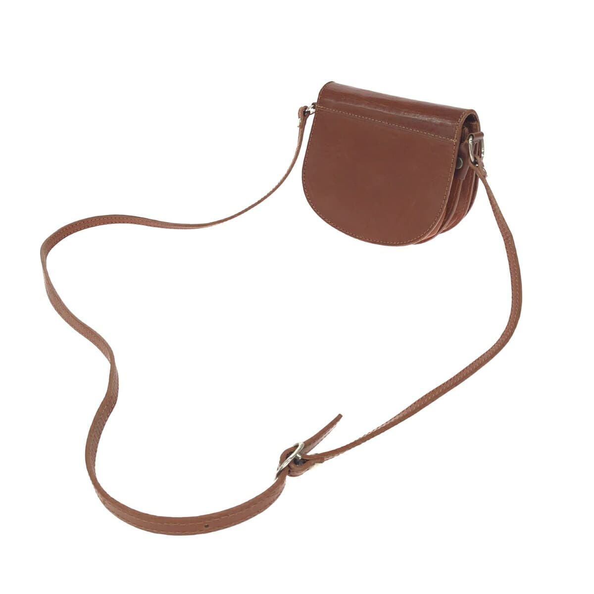 VERA PELLE Mini Shoulder Bag Flap / Leather Brown Ladies 3