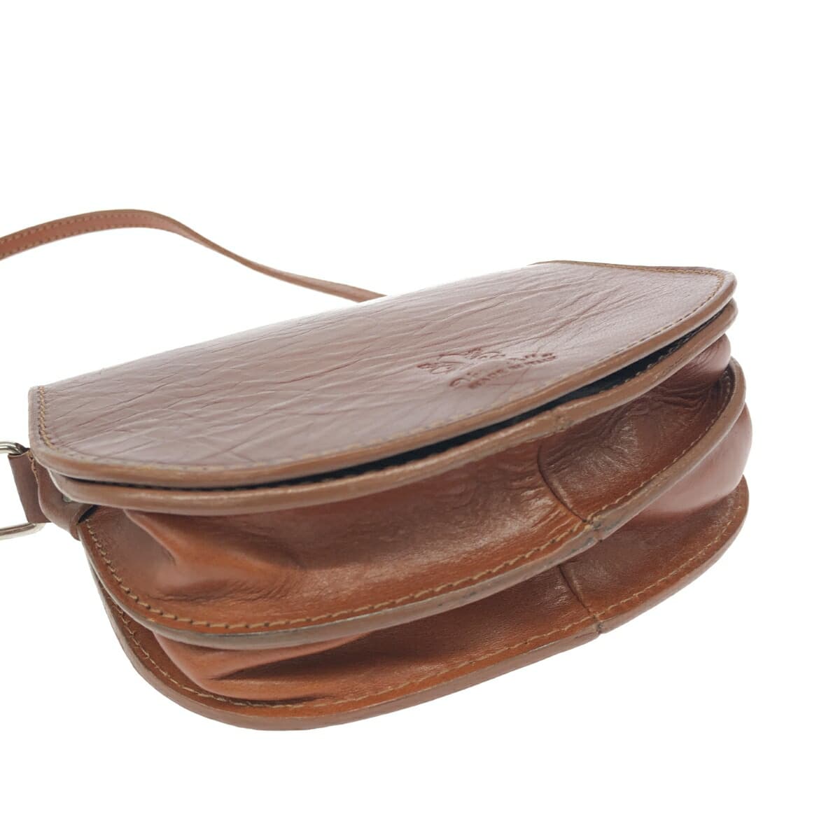 VERA PELLE Mini Shoulder Bag Flap / Leather Brown Ladies 4