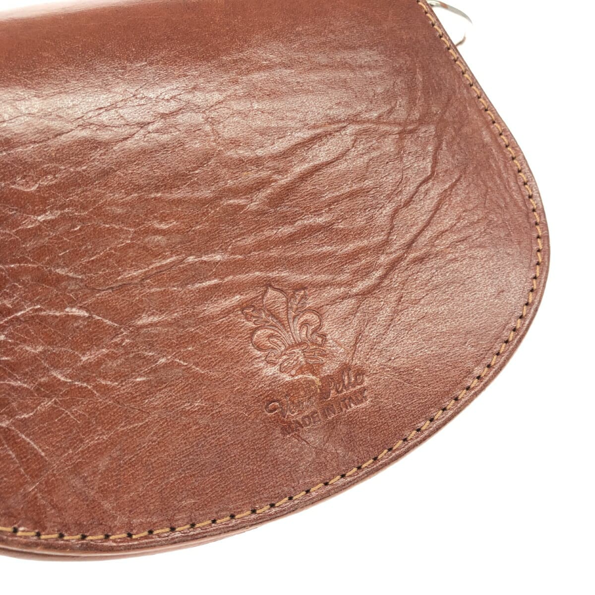 VERA PELLE Mini Shoulder Bag Flap / Leather Brown Ladies 6