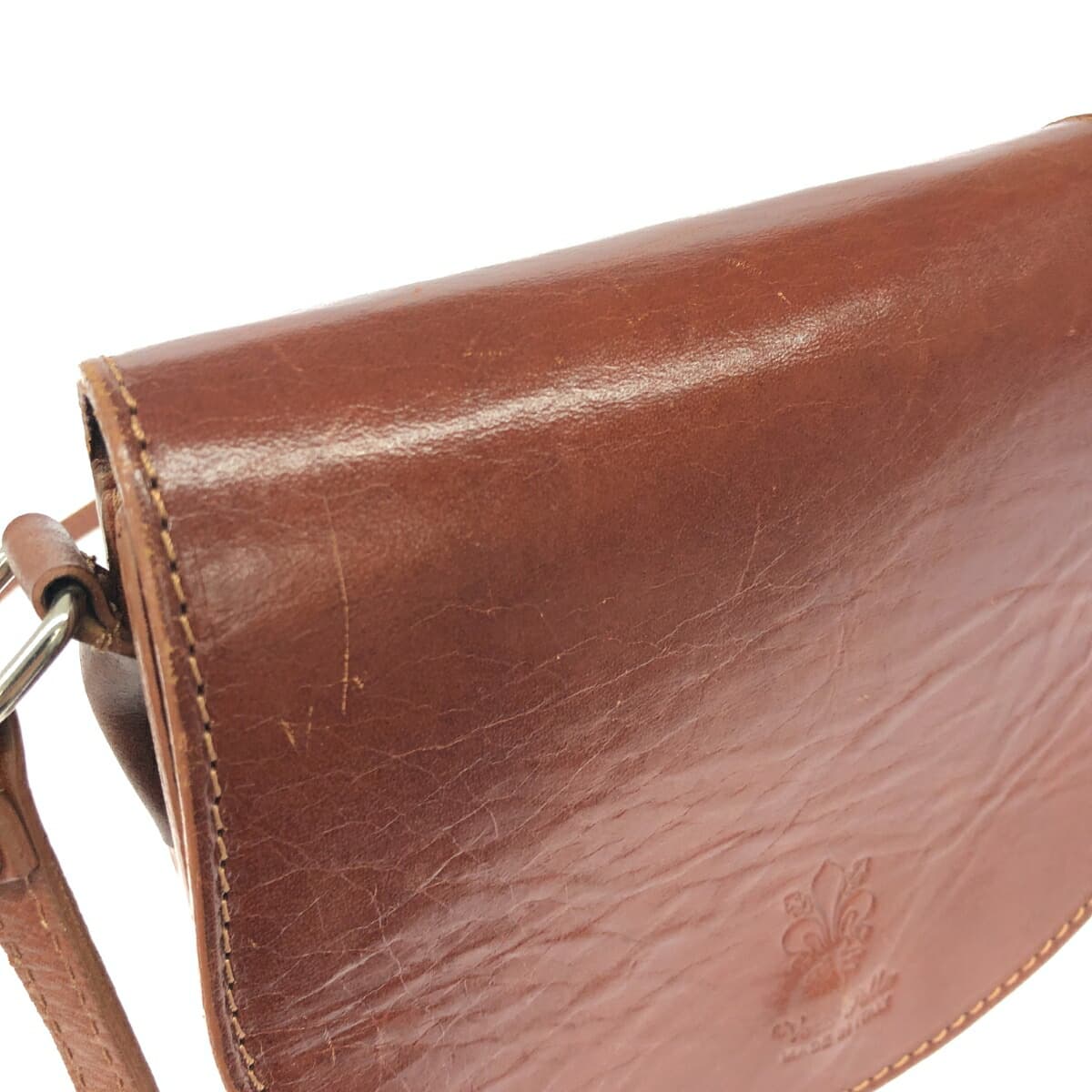 VERA PELLE Mini Shoulder Bag Flap / Leather Brown Ladies 7