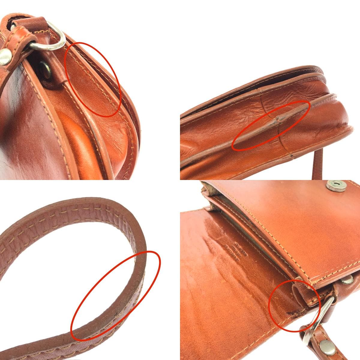 VERA PELLE Mini Shoulder Bag Flap / Leather Brown Ladies 8