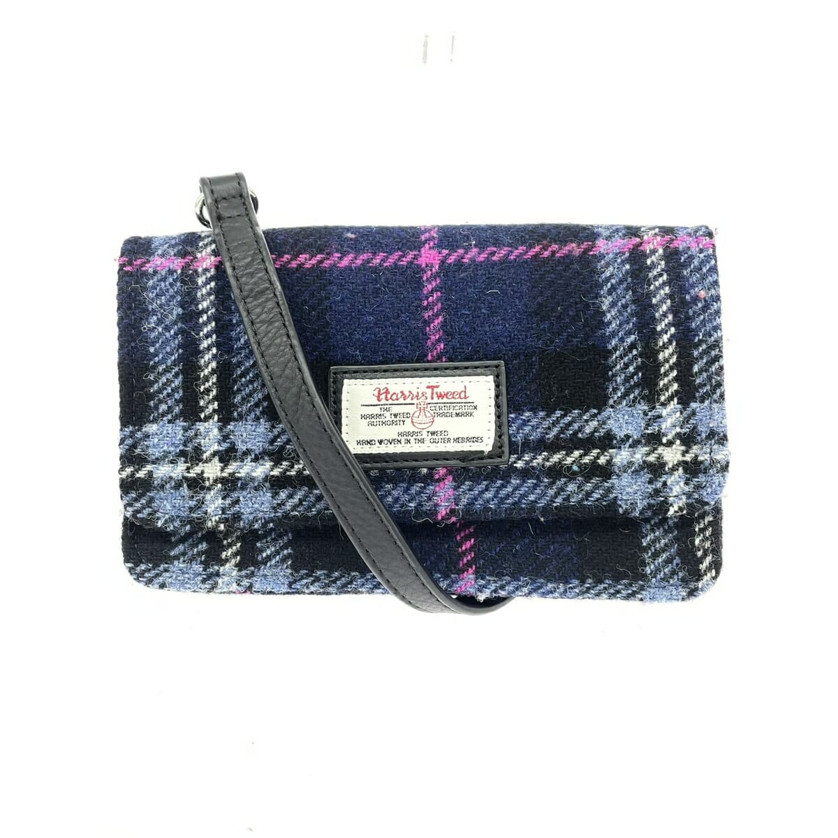 Afternoon Tea Wallet Shoulder Good Condition Harris Tweed × Leather Navy Ladies