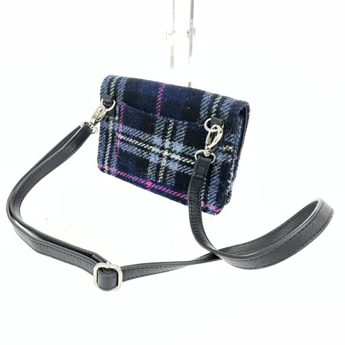 Afternoon Tea Wallet Shoulder Good Condition Harris Tweed × Leather Navy Ladies 3