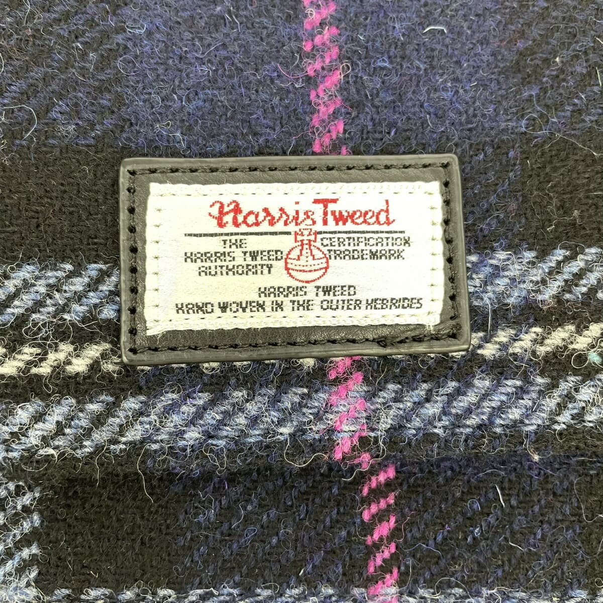 Afternoon Tea Wallet Shoulder Good Condition Harris Tweed × Leather Navy Ladies 5