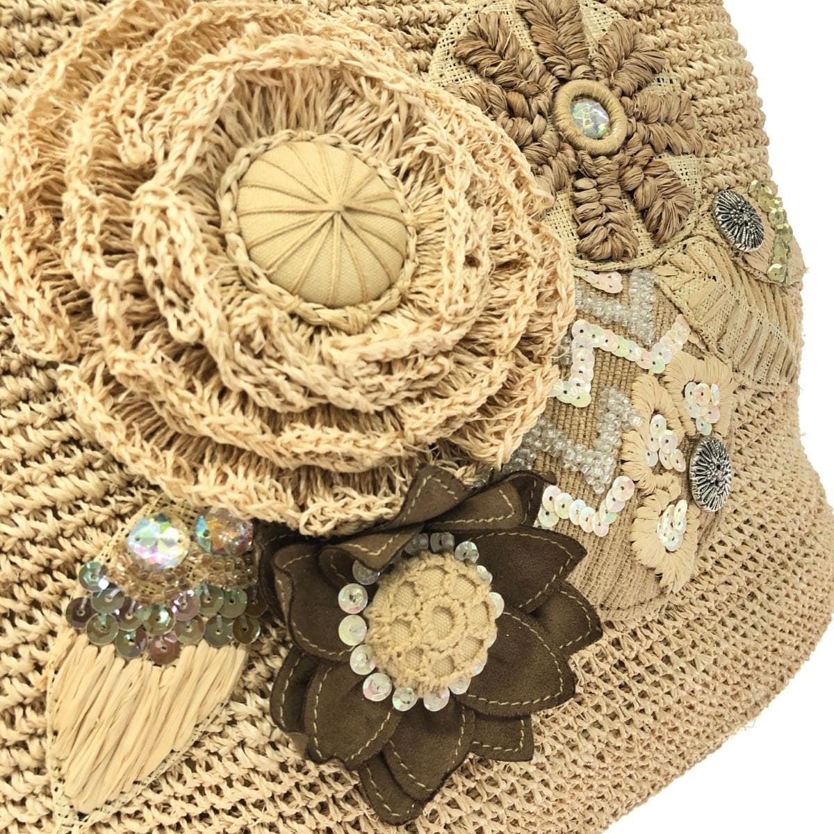 alfajill Alpha Jill One-Shoulder Basket Bag Flower Motif Beige Women's 8